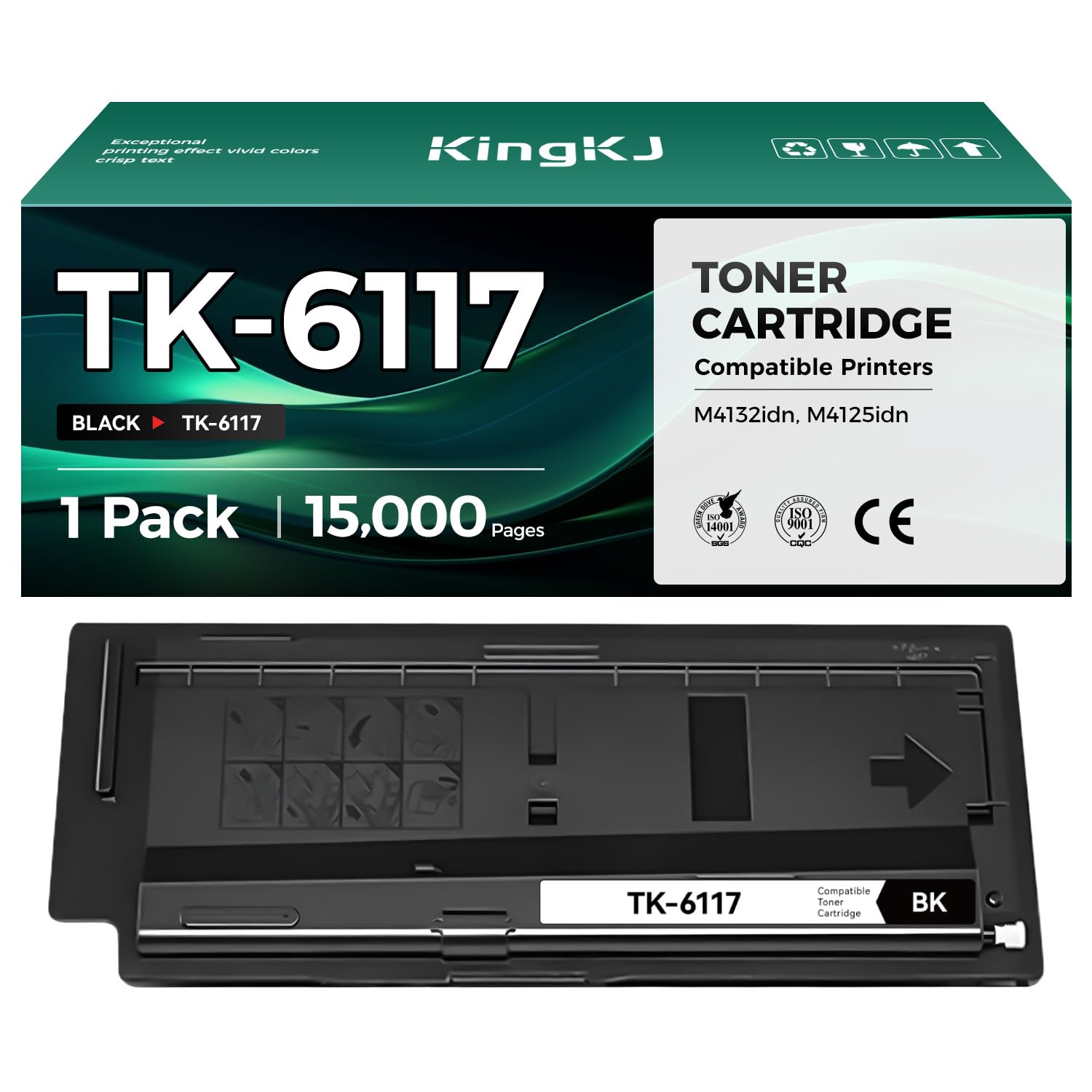 TK6117 TK-6117 Toner Cartridge Black 1Pack High Yield Replacement for Kyocera TK6117 TK-6117 1T02P10US0 Compatible with Kyocera ECOSYS M4132idn M4125idn Multifunctional Printer,15,000 Pages Monochrome