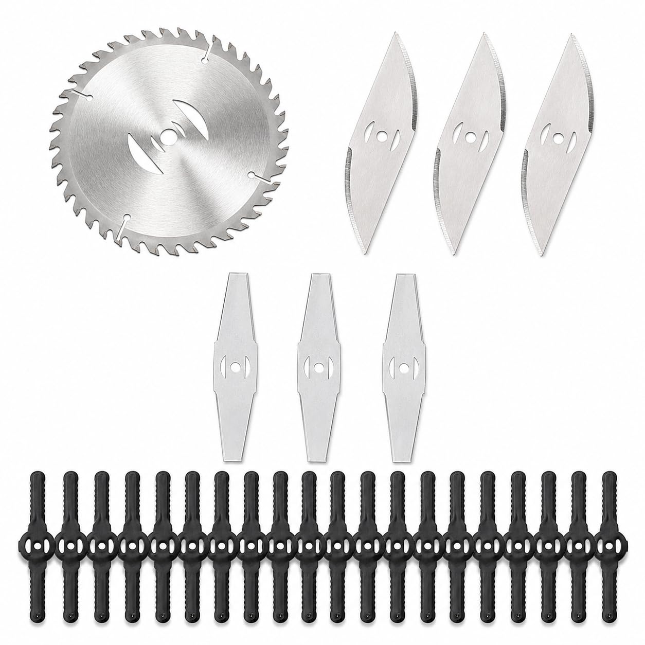 Tevora 27 Pcs Weed Wacker Replacement Blade, Cordless Strimmer Blade Set With 15 cm Saw Blade, Crescent, Rhombus Blades And Plastic Grass Trimmer Blade For Weed Cutting And Lawn Edging
