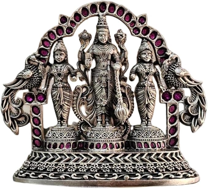 Sculpture de dieu hindou Balaji en argent pour espace méditation et yoga