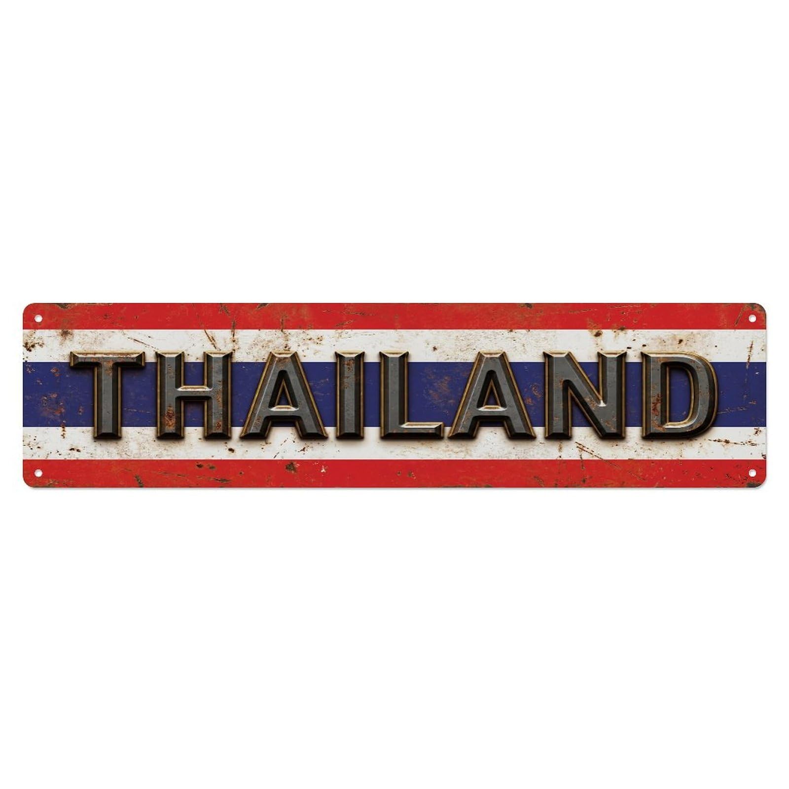 Fqcyn Style Metal Tin Sign Vintage Thailand Flag Pattern