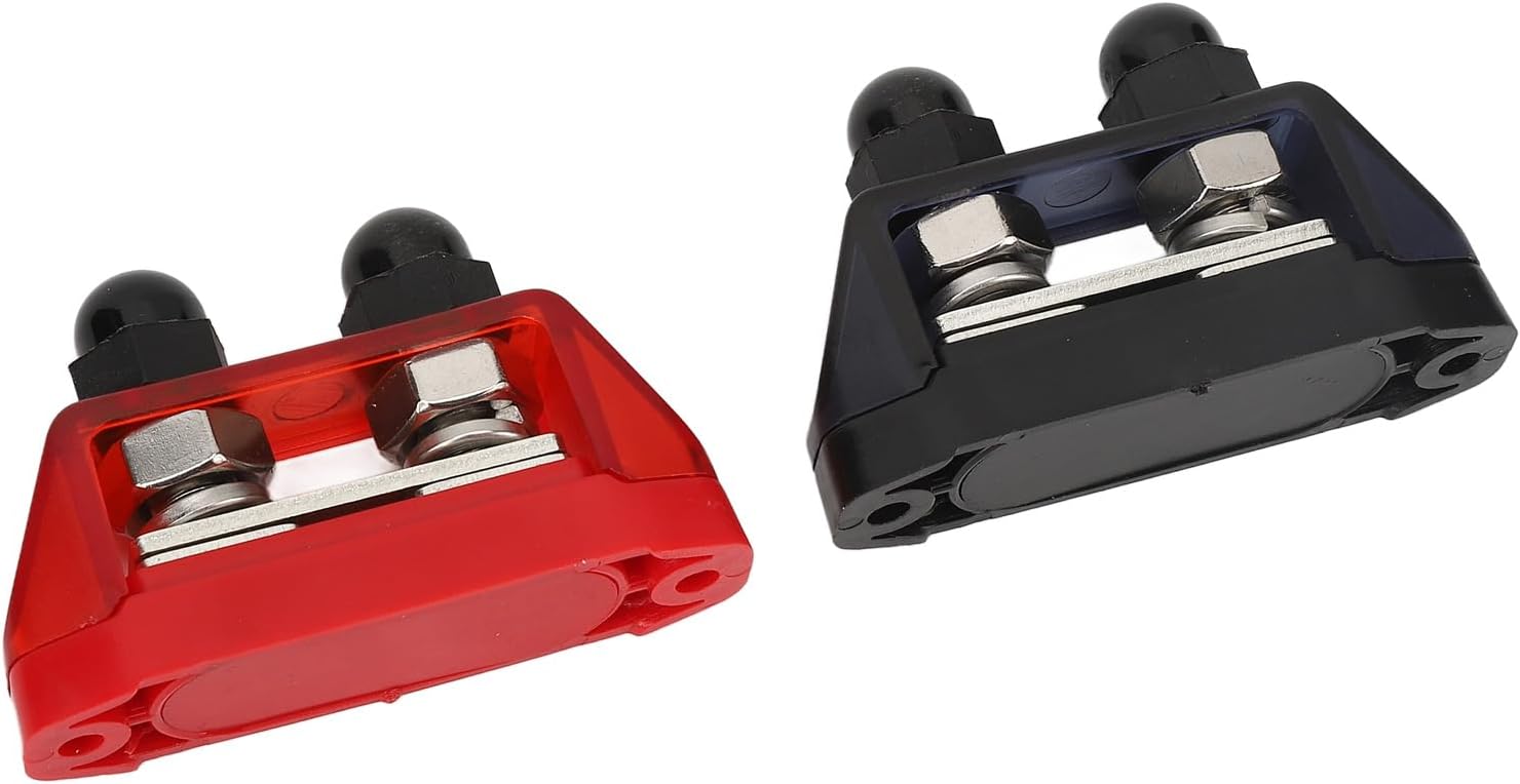 2Pcs 48V M10 Busbar Connector Terminal Distribution Block for Marine RV Car Circuit Modification, Durably Nylon and Conductive Brass Material, Maximum 300VAC or 48VDC Voltage