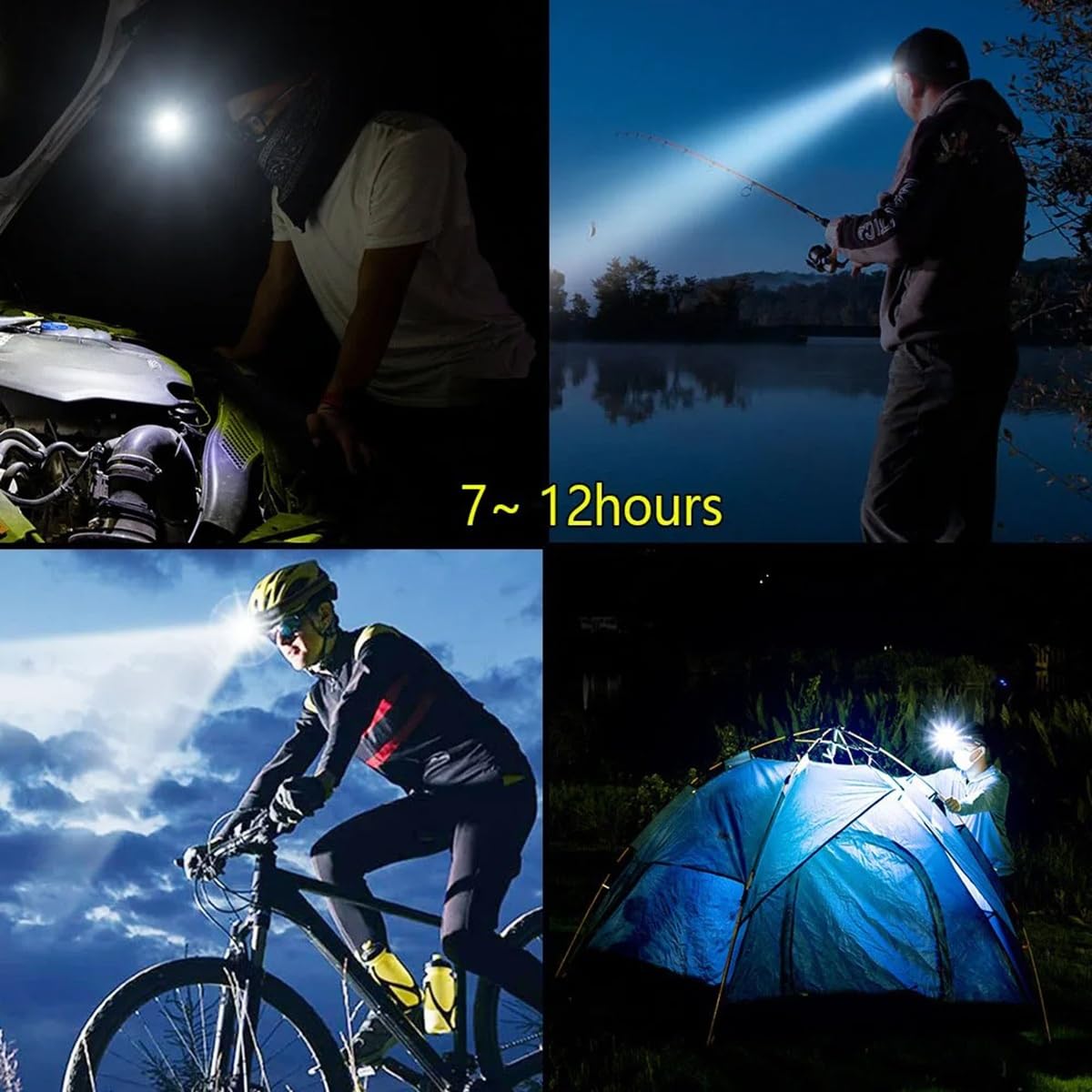 Lampe frontale LED rechargeable pour l'extérieur, la nuit, la course à pied, la pêche, la randonnée