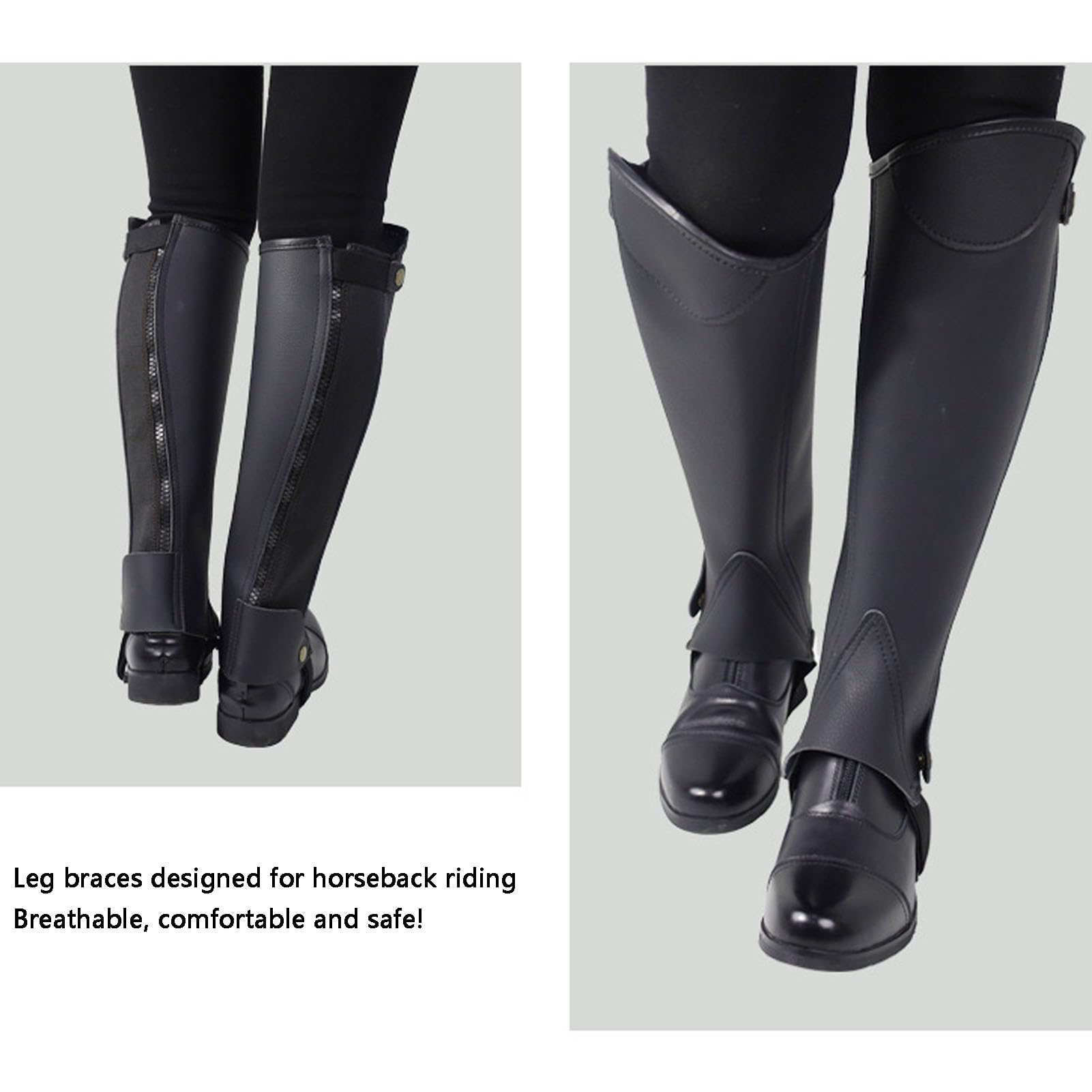 Bnineteenteam Équipement de Protection des Jambes, avec des Escarpées de Jambes D'équitation, Garde de Protection Réglable, pour Les Activités équestres (XL)
