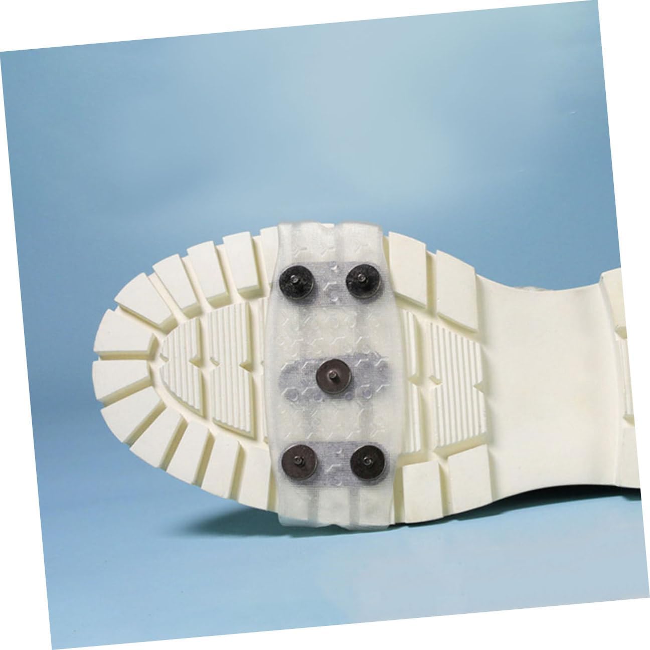 Anti-Slip Ice Grippers Crampons with 5 Spikes, White Winter Snow Shoe Covers for Boots Size 30-46, Non-Slip Climbing Traction Cleats for Hiking and Outdoor Use
