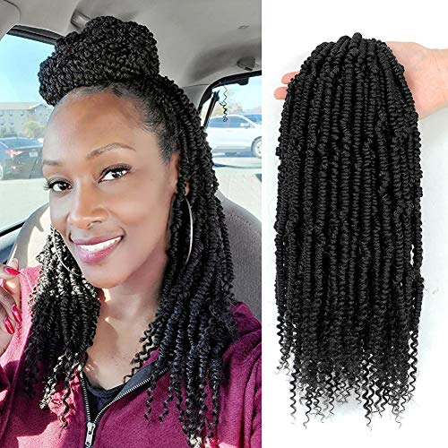 Bomb Twist Crochet Hair 6Packs Mini Passion Twist Hair 12 Inch Pre-twisted Spring Twist Hair Synthetic Hair Extensions (12inch (Pack of 6), #1B)