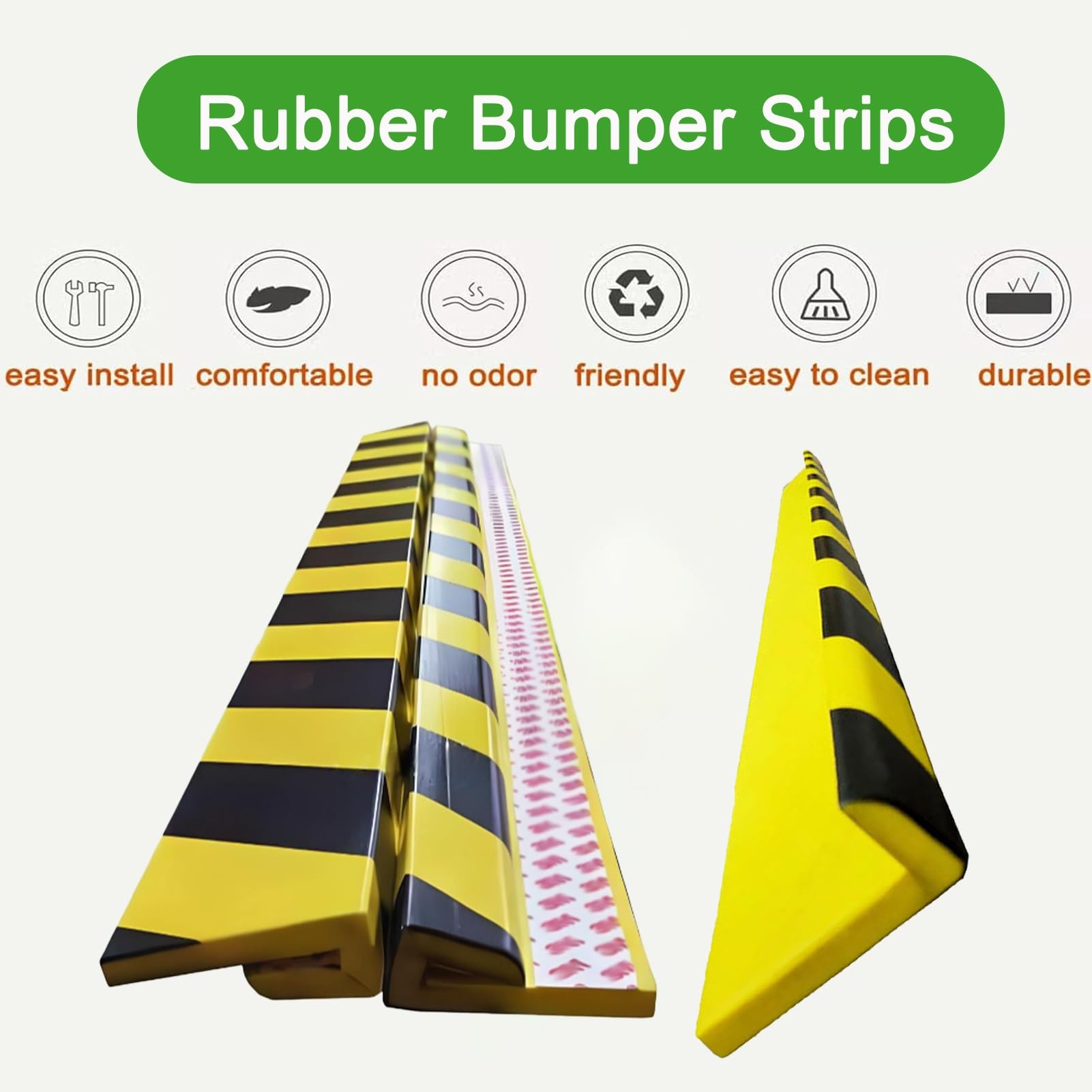 Protector de Bordes de Espuma de 47", Autoadhesivo para Esquinas de Pared de Garaje, con Rayas Amarillas y Negras de Alta Visibilidad y Parachoques de Seguridad(L-Shaped,5PCS)