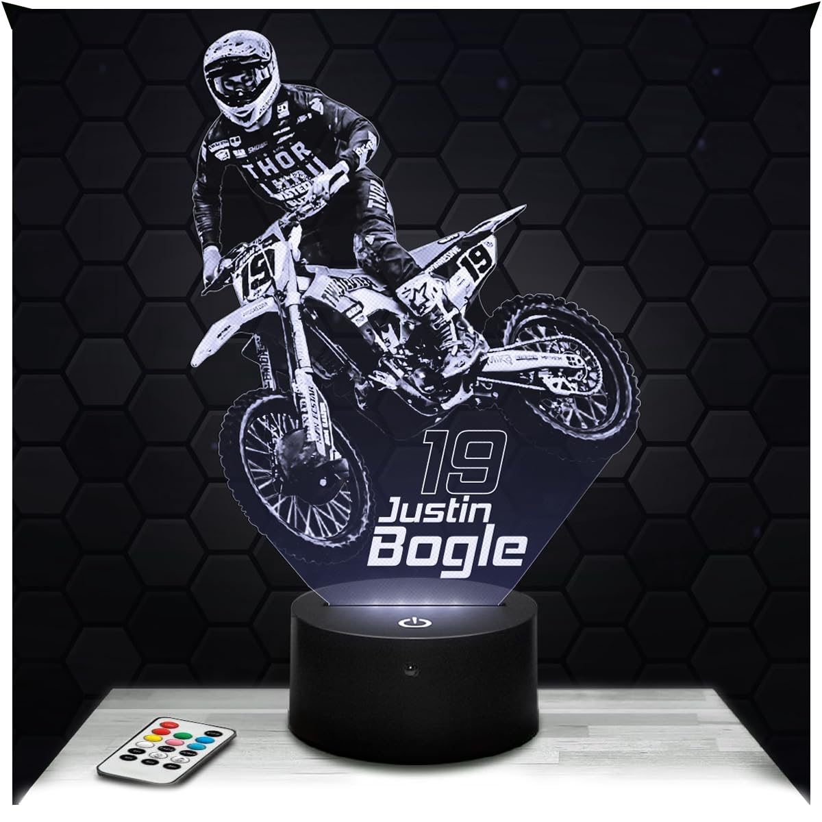 Lampephoto.fr - Justin Bogle Motocross 3D Lamp Decoration Supercross, Gift Idea for Men Justin Bogle Motocross Adult Night Light Room Decor, Original Christmas Gift Idea for Men, Gifts Merchandising