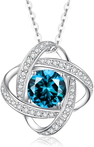 Mothers Day Gifts for Wife- Birthstone Necklace Gifts for Women, Love Knot Neckl