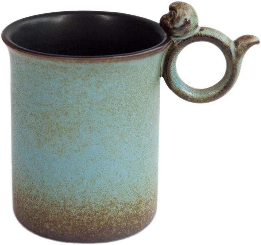 Joyful Monkey Mug, 10.5 Ounce For Coffee, Tea, Cocoa, Svelte Body, Cute Ceramic Mug, Asian Style