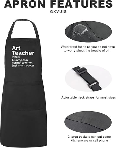 Miniatura 4 de Art Teacher Apron for Women Art Lovers Waterproof Adjustable Bib 2 Pockets Kitchen Cooking Apron Artist Mentor Gift