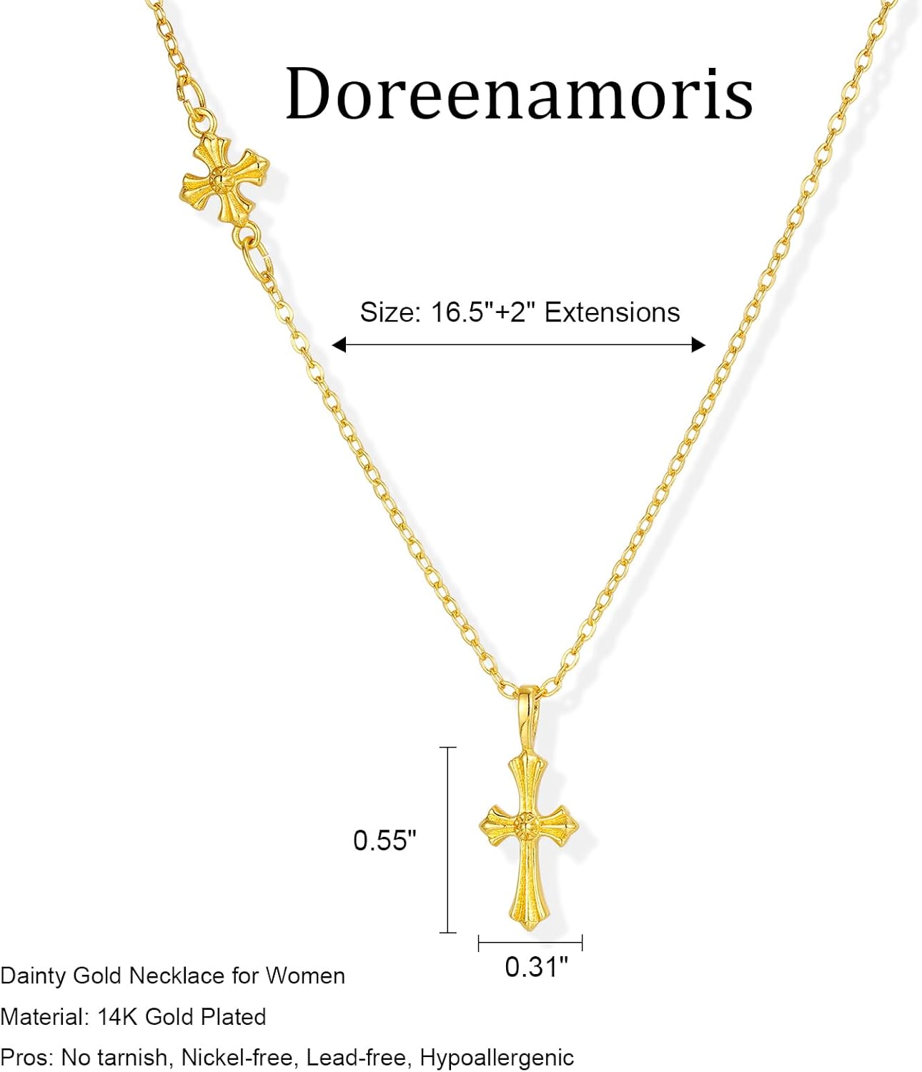 DOREENAMORIS Layered Gold Cross Necklaces for Women, Stack Stackable Chunky 14K Gold Plated Cubic Zirconia Pendant Necklace Set Dainty Choker Layering Necklaces for Women Faith Jewelry Religious Gift - Image 4