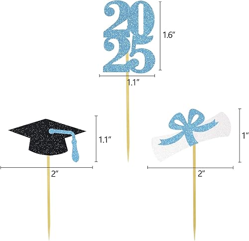 Miniatura 2 de Decoración para cupcakes de graduación, decoración de fiesta de graduación, selecciones de alimentos, felicitaciones, tapa de diploma con purpurina,