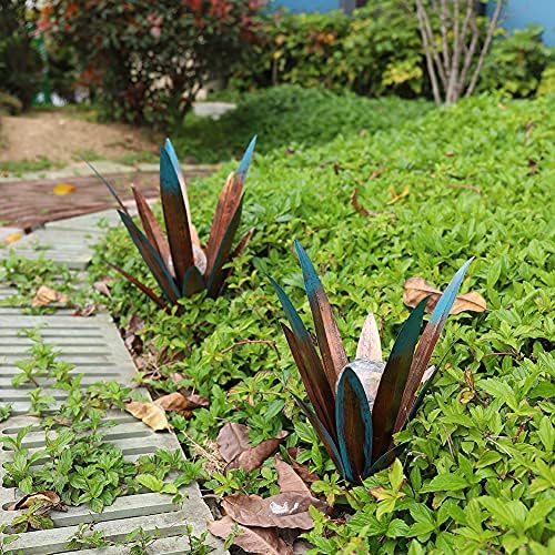 Tequila Rustic Sculpture, DIY Hand Painted Metal Agave Decor with Gazing Ball, Garden Lawn Home Ornaments, for Yard Stakes, Garden Figurines, Outdoor Patio (Small +Large)