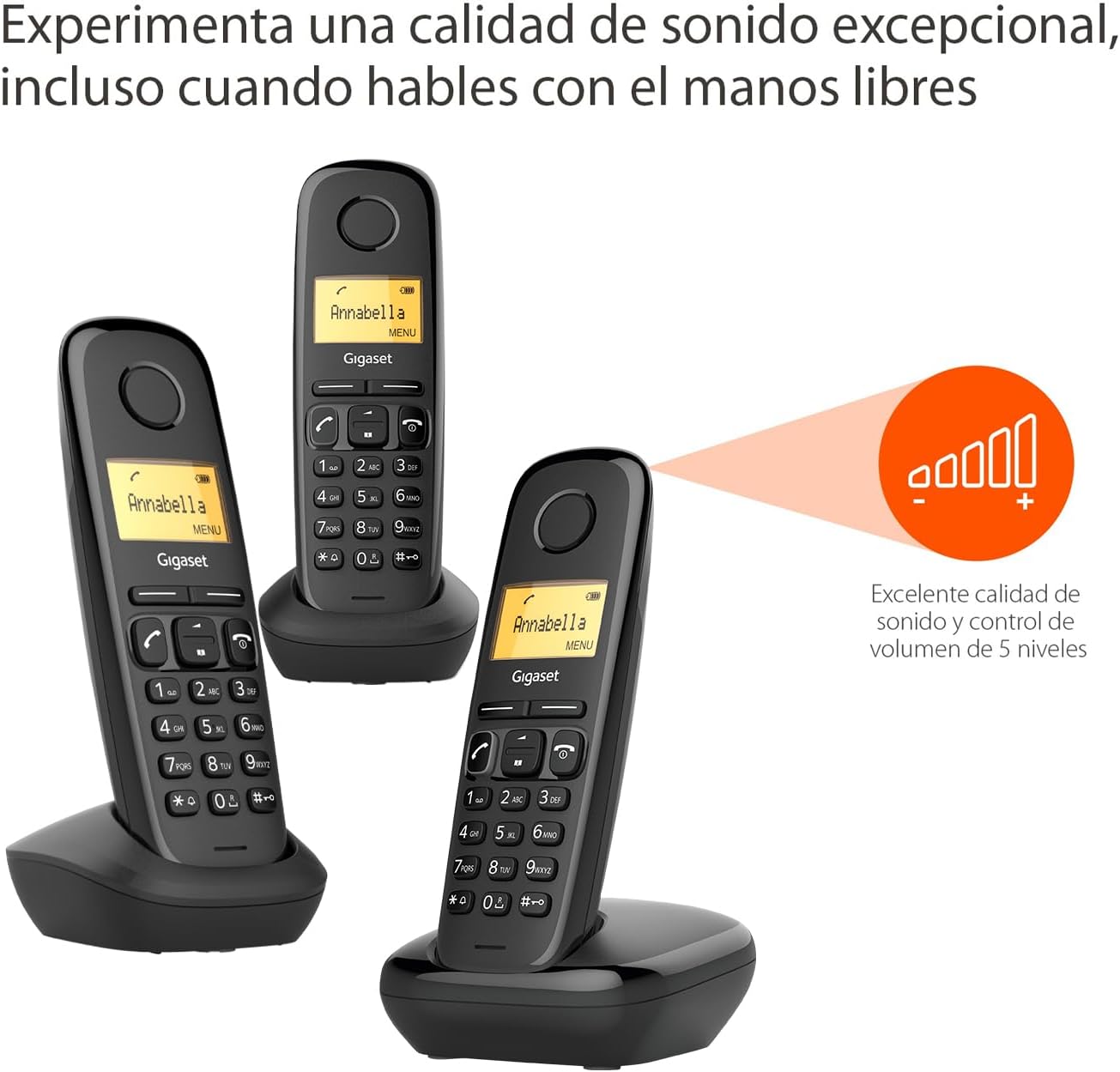 Gigaset A170 Trio – Tres Teléfonos DECT Inalámbrico – Pantalla Gráfica Iluminada – Fácil de Usar – Instalación Sencilla, Negro [Versión Española] 5