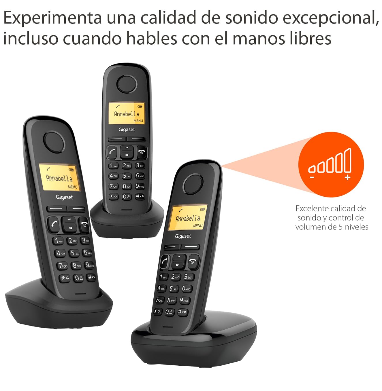 Gigaset A170 Trio - Tre Telefoni DECT Wireless - Display grafico illuminato - Facile da usare - Installazione semplice, Nero [Versione Italiana]