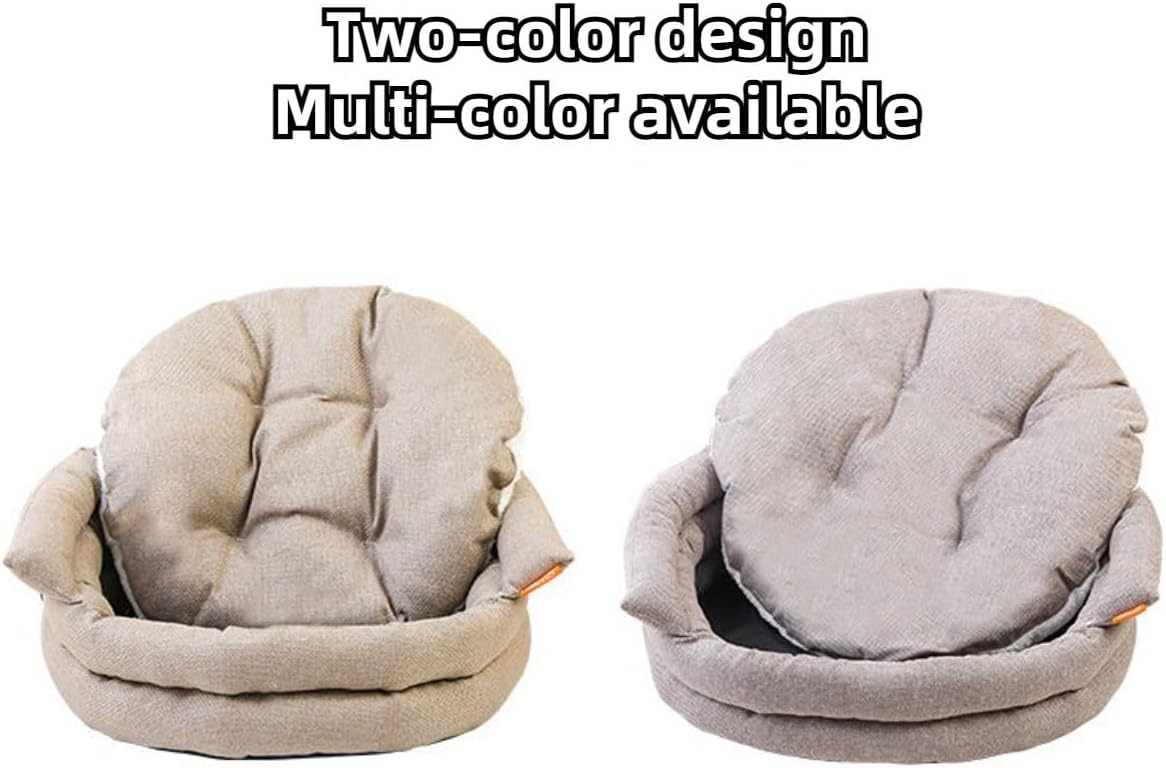 Dog Bed Sofa Bed for Small and Medium-Sized Dogs, Support Pet Sofa Bed with Removable Washable Cushion, Waterproof Lining and Anti-Skid Bottom,Detachable and Washable (Khaki,Small)