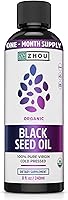 Zhou Organic Black Seed Oil: Cold-Pressed Nigella Sativa with Thymoquinone & Omega 3-6-9, Pure Unrefined 8oz Supplement