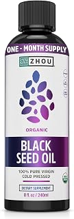 Zhou Organic Black Seed Oil: Cold-Pressed Nigella Sativa with Thymoquinone & Omega 3-6-9, Pure Unrefined 8oz Supplement