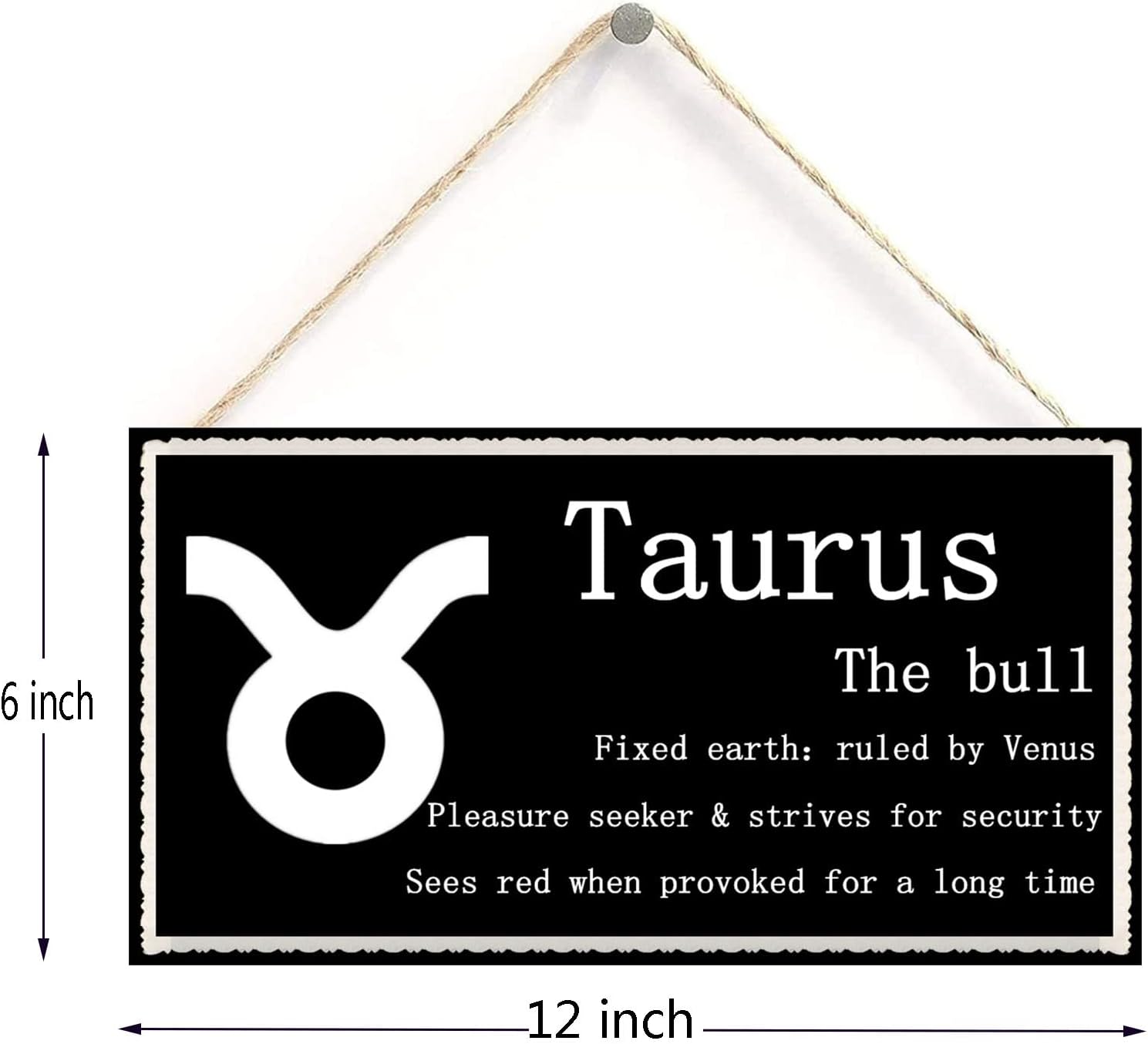 Taurus The Bull - Beautiful Spiritual Gift Astrology Sign of The Zodiac Plaque 6 inch by 12 inch Hanging Sign, Decorative Wood Sign Home Decor,Wall Art