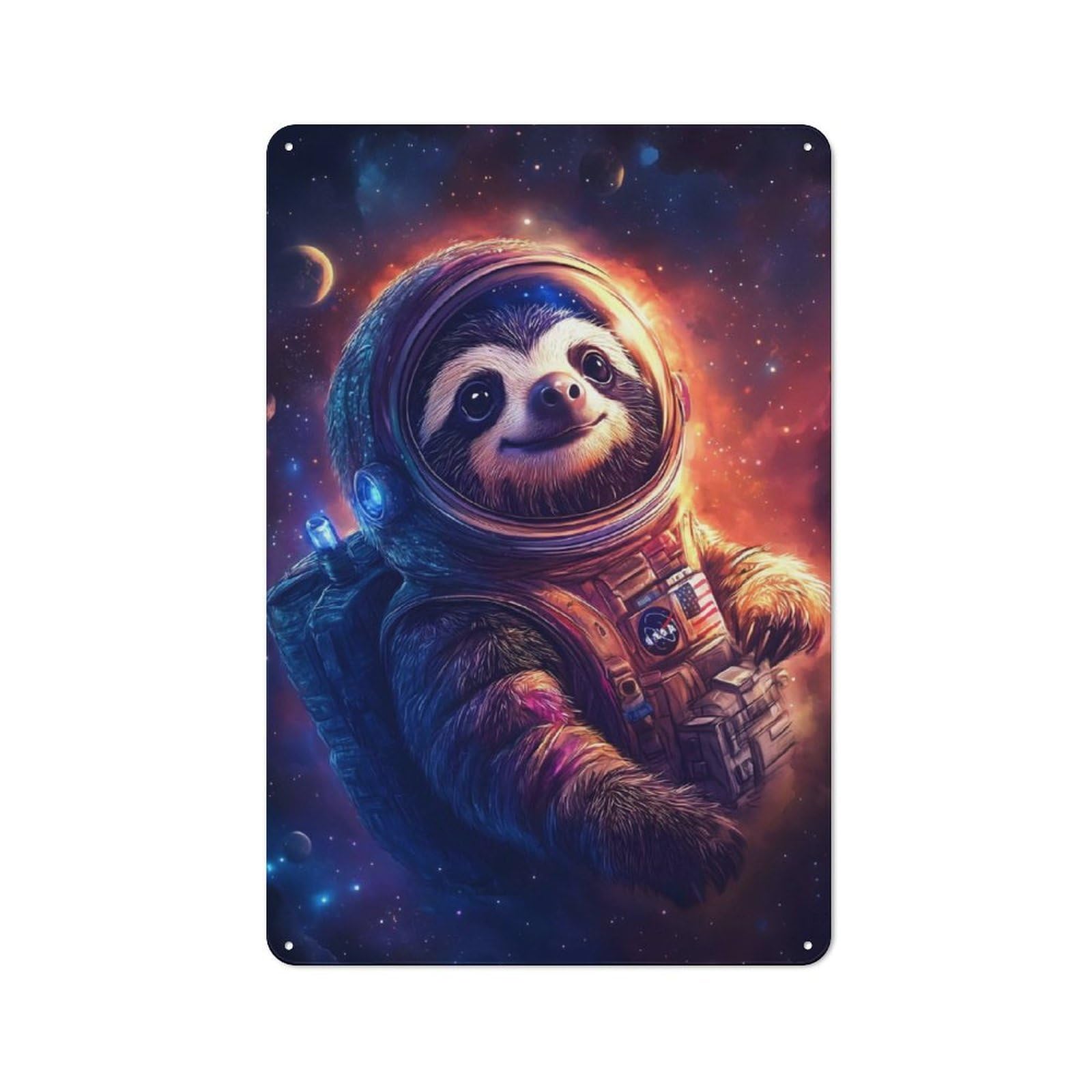 Junmoney Space Explorer Sloth Vintage Metal Sign 30X20cm For Hobby Room Or Studio, Housewarming Present For People Styling Hobby Room And Studio