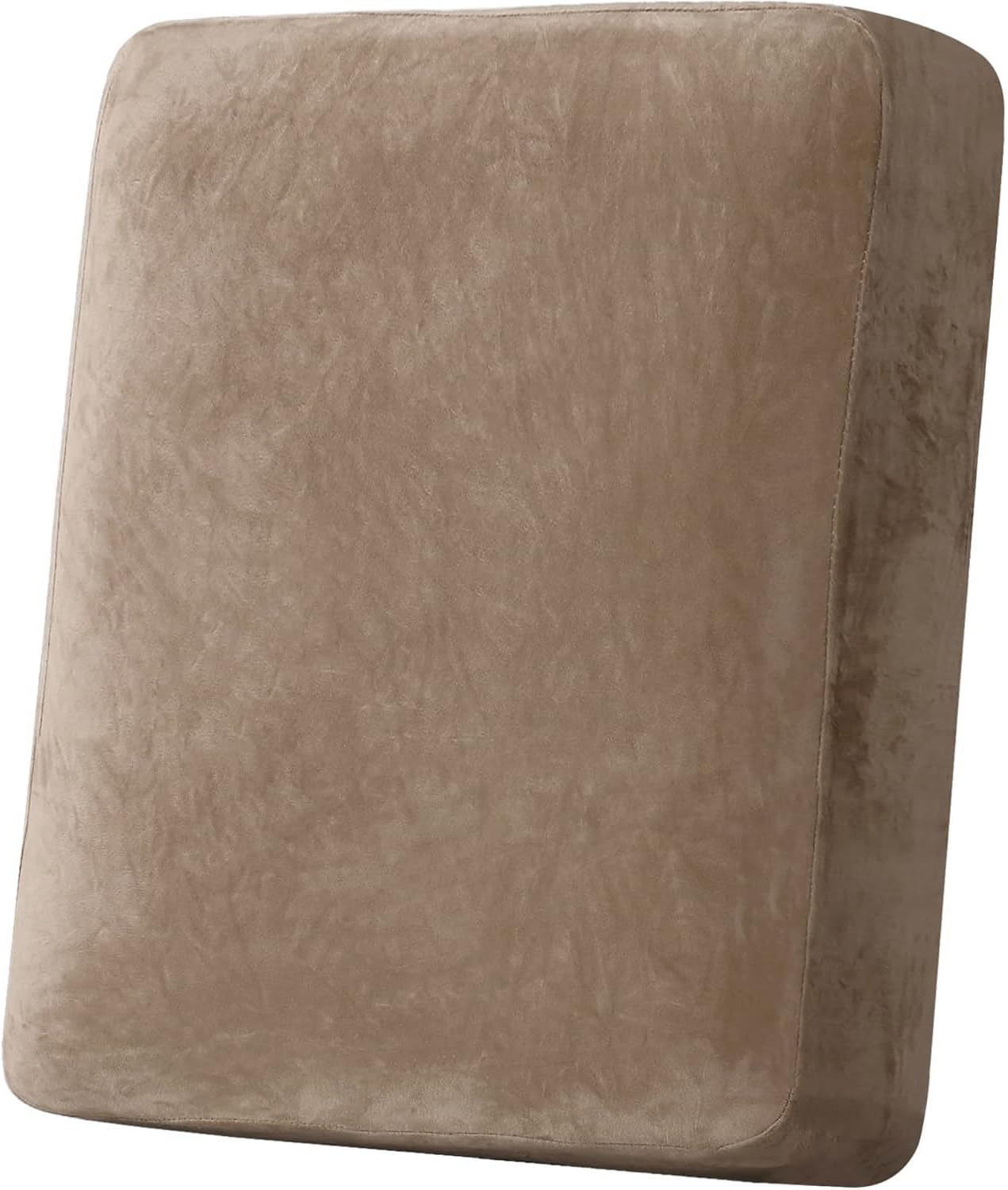 H.VERSAILTEX Velvet Stretch Couch Cushion Cover Plush Cushion Slipcover for Chair Cushion Furniture Protector Seat Cushion Sofa Cover with Elastic Bottom Washable (1 Pack, Camel)