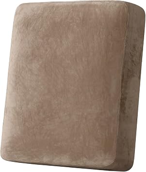H.VERSAILTEX Velvet Stretch Couch Cushion Cover Plush Cushion Slipcover for Chair Cushion Furniture Protector Seat Cushion Sofa Cover 1 Piece Armchair Cushion Covers, Camel