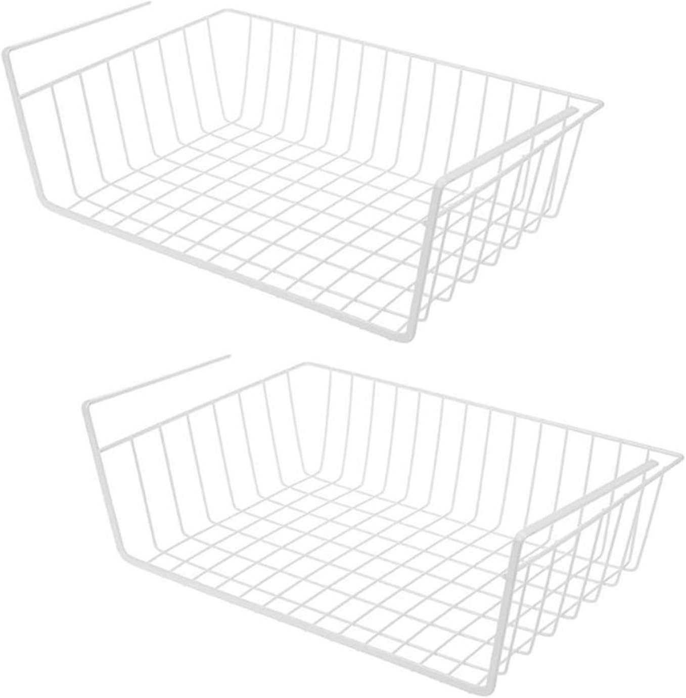 2 Pack Tackable Hanging Baskets,Under Shelf Storage Basket,Iron Mesh