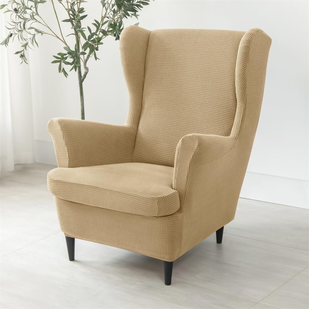 Jacquard Stretch Wingback Chair Covers 2 Piece Wing Chair Armchairs Covers
