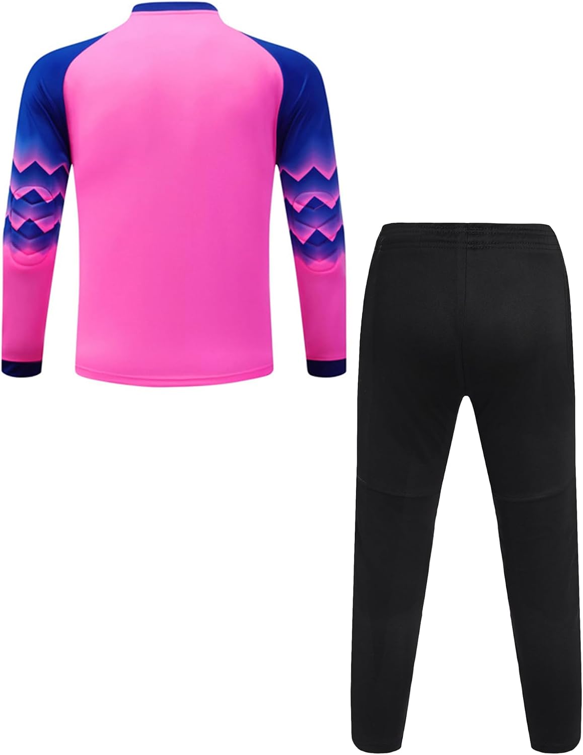 Hansber Youth Soccer Goalie Jersey Kit Kids Boys Protection Padded Goalkeeper Uniform Football Shirt and Pants