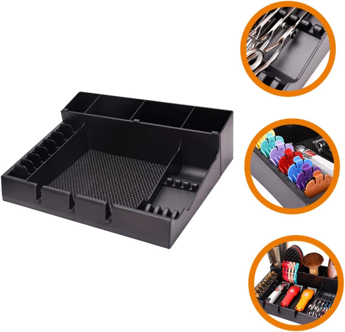 Barber Clipper Tray Organizer 15X12X4.33In Salon Storage Box with Multiple Slots for Clippers Guards Combs Haircut Tools Keeper Portable Hair Clippers Holder