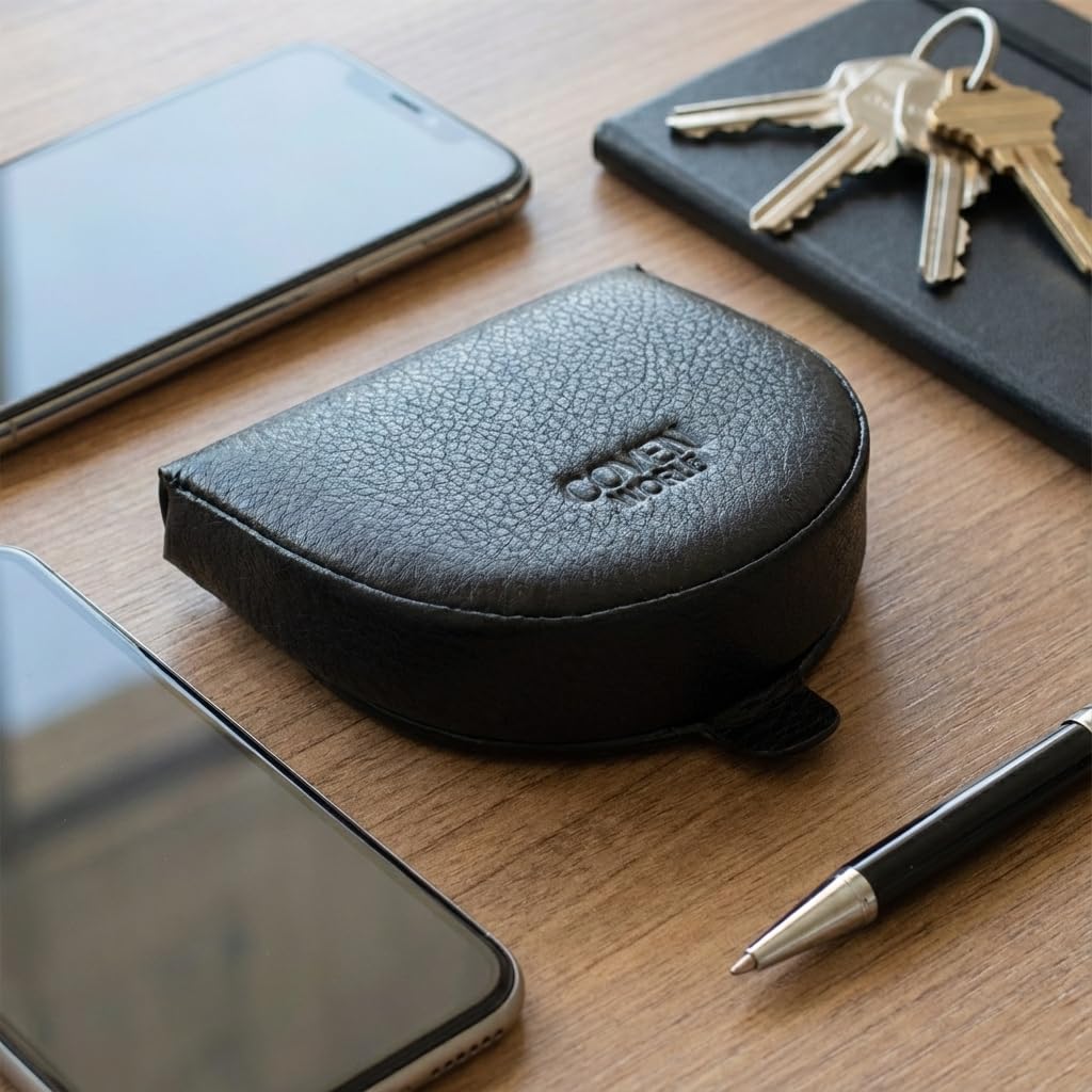 Coveri, Porte-Monnaie à Talon, Porte-Euros, pour Homme, Cuir véritable Noir -