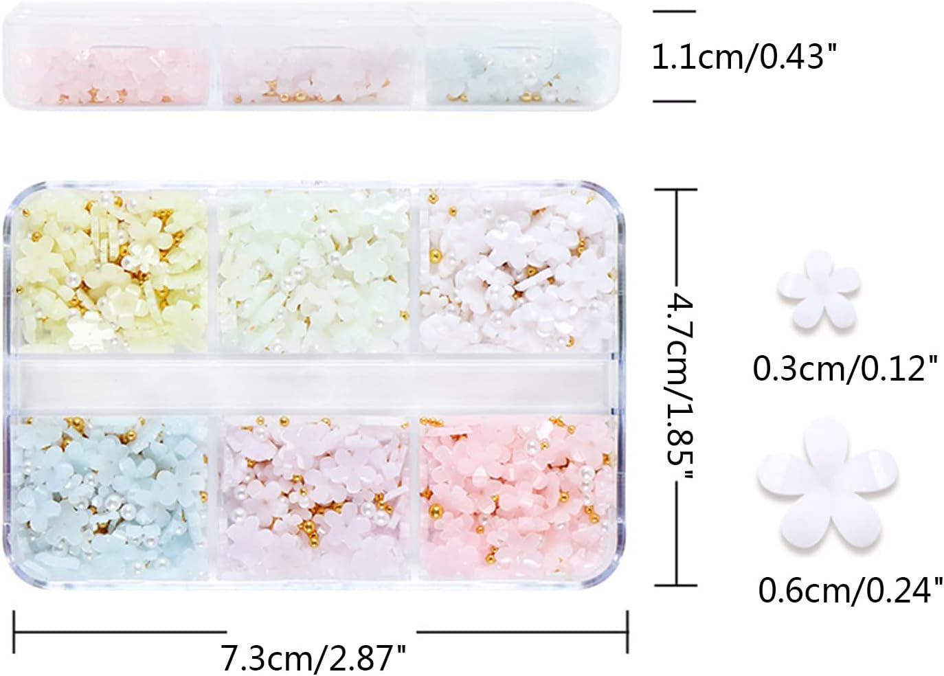 3D Nail Flowers with Pearls Caviar Beads for Acrylic Nails Mixed Jewelry Design Accessories Flower Charms for Art and Rhinestones Pearl Charms