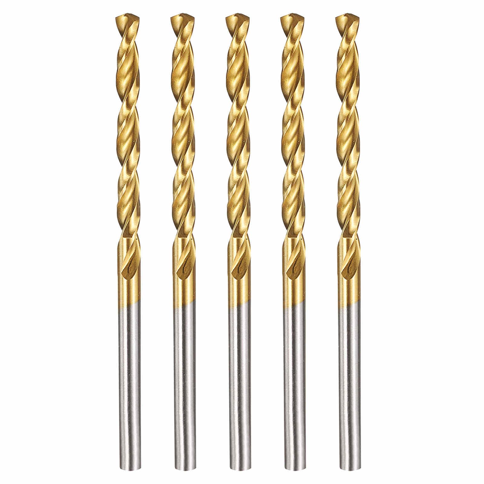 Kozelo 5pcs Drill Bit - [3.2mm Diameter] M42 8% Cobalt HSS Cutting Tool for Machining Hard Metal Stainless Steel Woodworking Handicraft Use, 135° Cutting Angle TiN