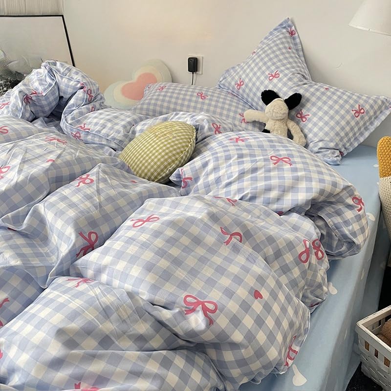 Loussiesd Beddengoedset met roze strik voor meisjes, jongens, kinderen