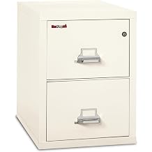 FireKing Fireproof Vertical File Cabinet 2 Letter Sized Drawers, Impact Resistant, Water Resistant, 27.75" H x 17.75" W x 31.56" D, Ivory White