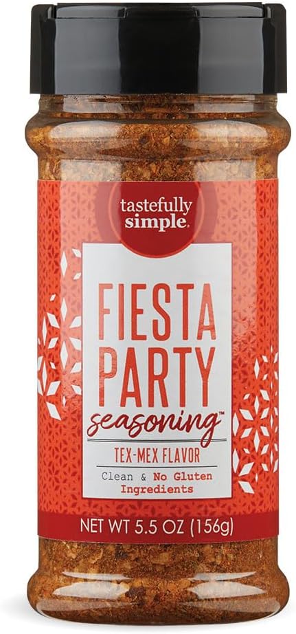 Tastefully Simple Fiesta Party Mexican Seasoning for Tacos, Fajitas, Enchiladas, Dips, and More, Clean, Keto, and Paleo, No MSG or Gluten Ingredients, 5.5 oz (Pack of 3)
