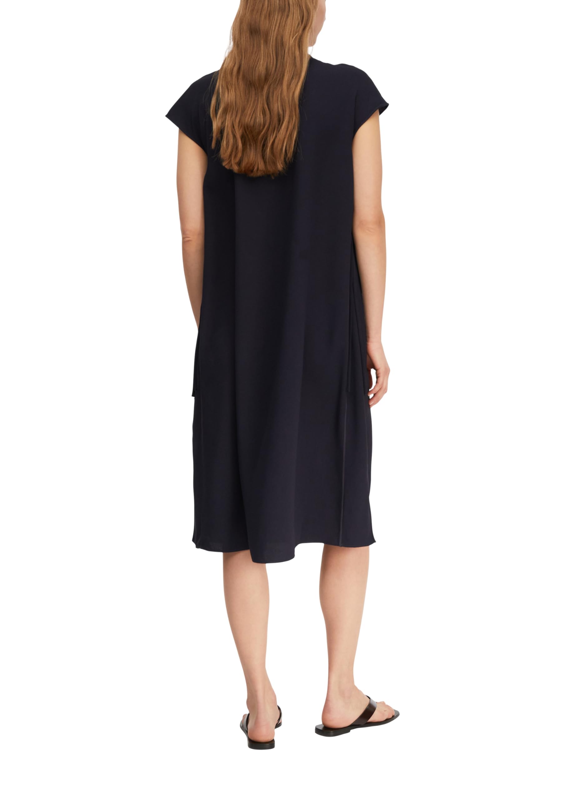 Comma Lockeres Kleid aus Viskosecrêpe mit Bindedetails