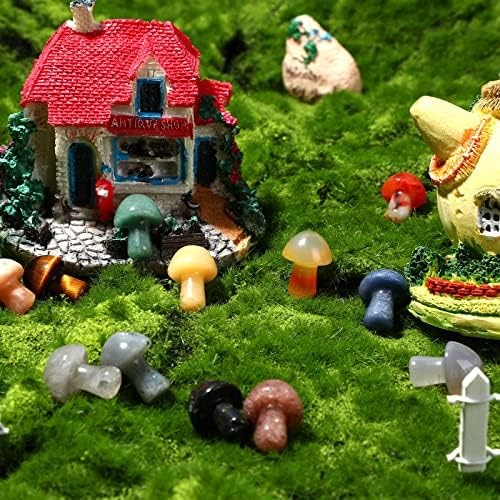 20 Pieces Crystal Mushroom Sculpture Decor Hand Making Mini Mushroom Shape Worry Stones Bulk Crystals Gemstone Quartz Mushroom Decor for Witchcraft DIY Meditation Balancing Collection (Bright Style)