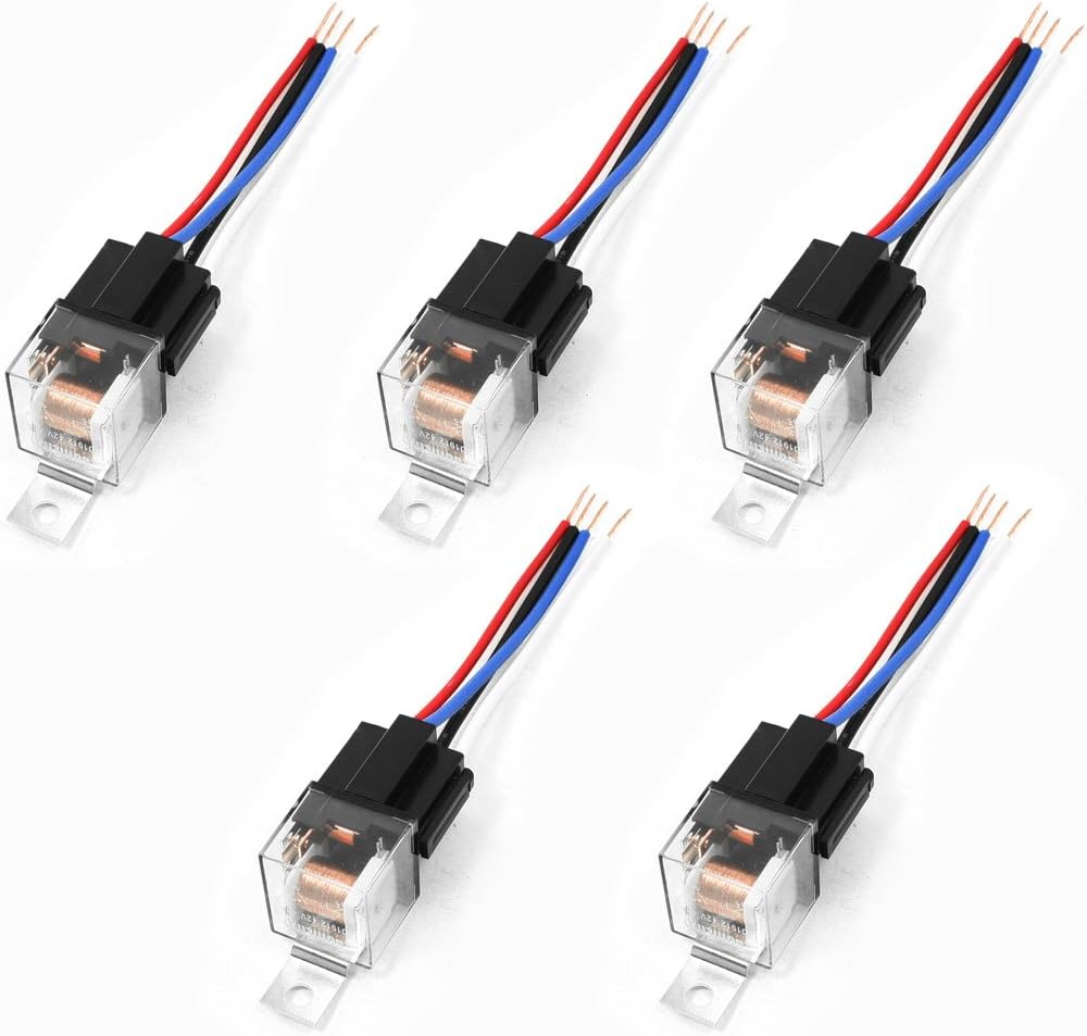Aexit 5 PCS Control electrical Plastic Socket 1NO SPST Vehicle Car Security Power Relay DC 12V Volts 40A