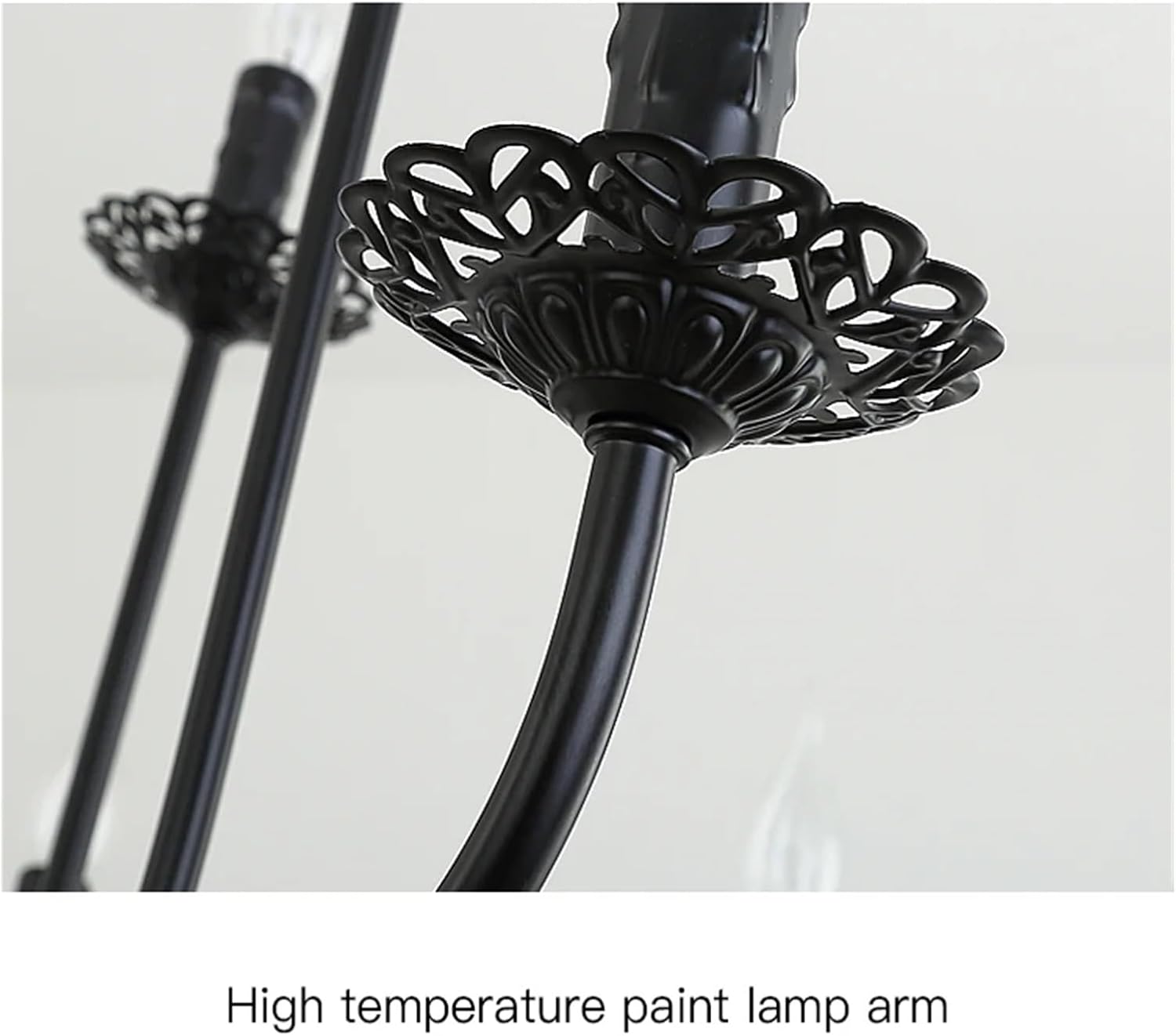 Wrought Iron Chandelier Candle Light Black Metal Lighting Fixture for Living Room Foyer Art Hanging Pendant Lamp,for Decoration