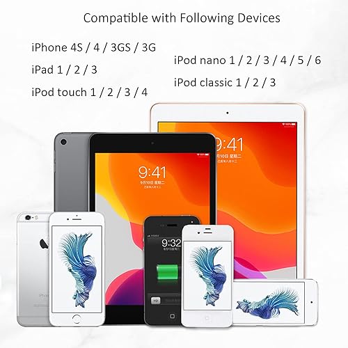 Miniatura 2 de Cable cargador de 30 pines compatible con iPhone 4 4S 3GS, iPad antiguo de 1ª 2ª y 3ª generación, iPod Classic 1ª 2ª 3ª generación, Touch 4th, iPod