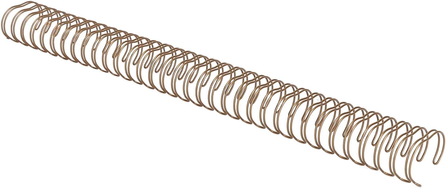 50Pcs 3/4in Light Gold Metal Double Loop Binding Wires for 180 Sheets, 3:1 Pitch 34-Hole Spiral Coils, Durable Nylon Coated Wire Spines for Documents & Reports (Antique Brass)