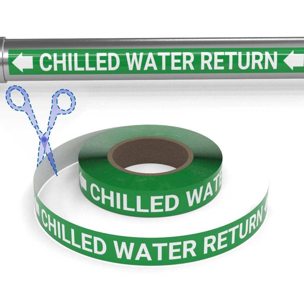 Chilled Water Return (Green) SSINLINE Pipe Marking Roll - 3" x100' - Pipes 8" - 9.9" O.D. Arrows Left