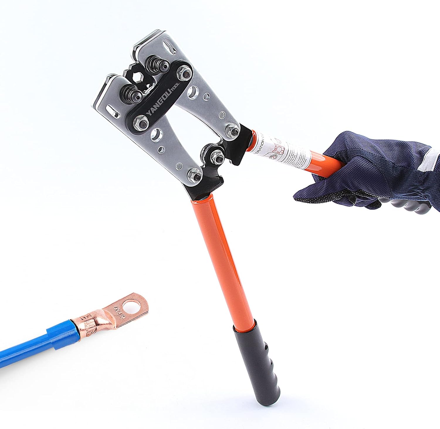 Yangoutool Battery Terminal Cable Crimping Tool AWG 1/0, 2, 4, 6,8,10 for Electrician Wire Lug Crimper for Heavy Duty Large Gauge Electrical Connector Copper Ring Butt Car Vehicle Maintenance