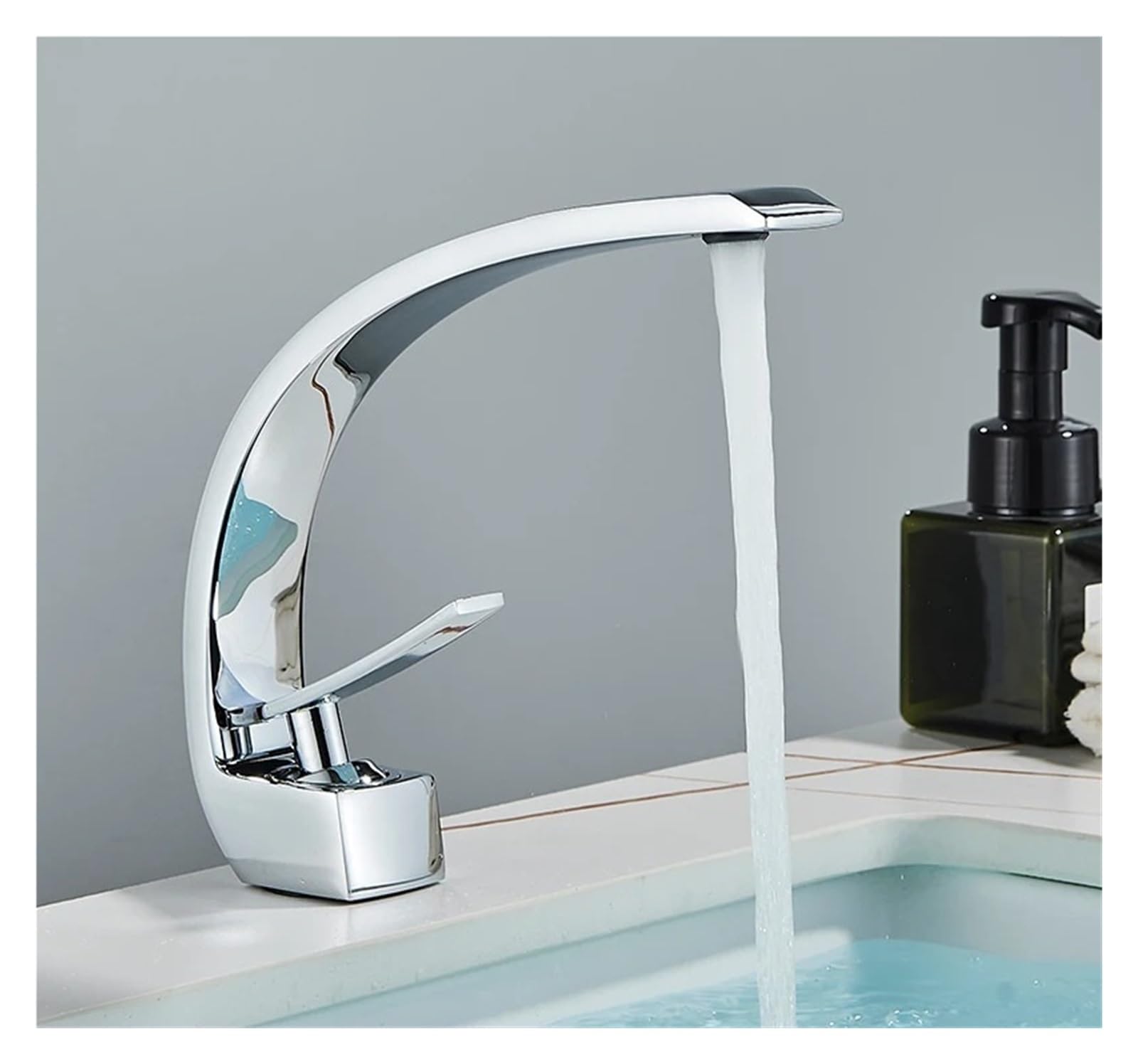 Robinet lave-mains chrome mitigeur eau chaude et froide monotrou pour salle de bain