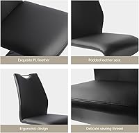 Vista 6 de Mermaid Dining Chairs Set of 4, Modern Kitchen Dining Room Armless Upholstered Side Chairs with PU Leather Cushion Seat and Sturdy Metal Legs