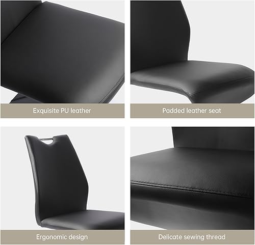 Miniatura 6 de Mermaid Dining Chairs Set of 4, Modern Kitchen Dining Room Armless Upholstered Side Chairs with PU Leather Cushion Seat and Sturdy Metal Legs (4