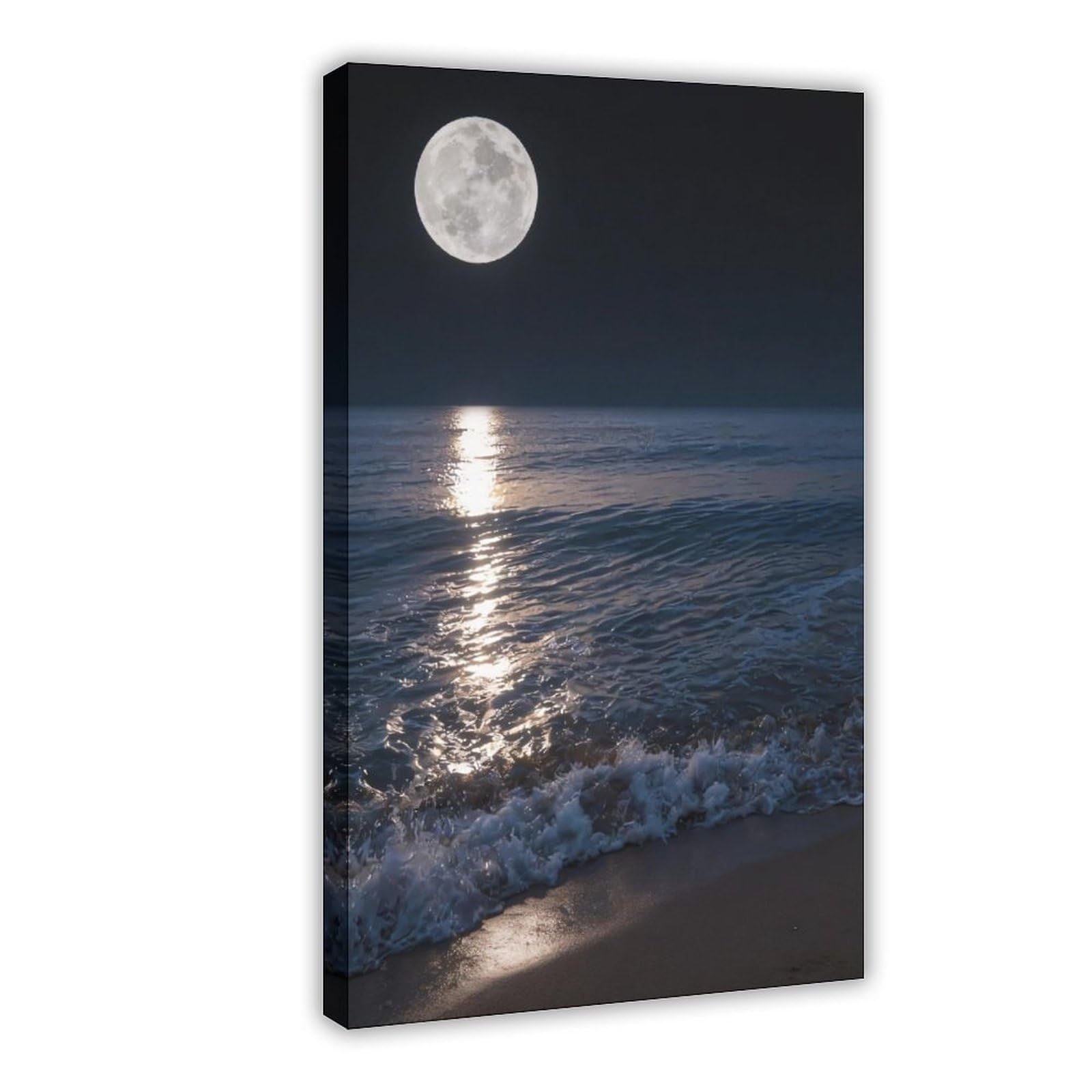 Bareronor Night Ocean And Moon Canvas Poster Bedroom Decor Landscape Office Room Decor Gift 24" L X 36" W