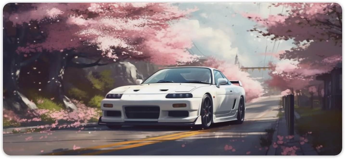 JDM Car Rx7 Cherry Blossom Desk Mat Mouse Pads Extended Desk Pad Gaming Mousepad Cute Office Desk Mats 40x90cm