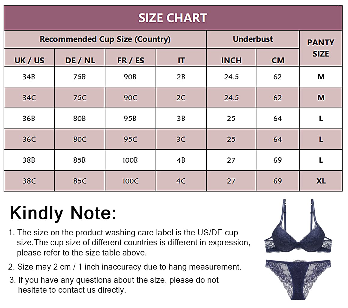 SHEKINI Dessous Set Damen Push Up BH mit Bügel Nicht Abnehmbare Gepolstert Spitzen BH Set Sexy Lingerie BH und Slip 2 Teilige Unterwäsche Frauen